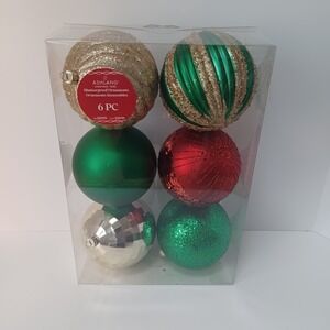 Ashland Shatterproof Ornaments Christmas Noel‎ 6 Piece NEW Approx 4"